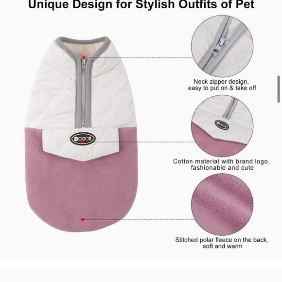 Dociote Fleece Easy on Dog Vest Med. - Picture 9 of 14